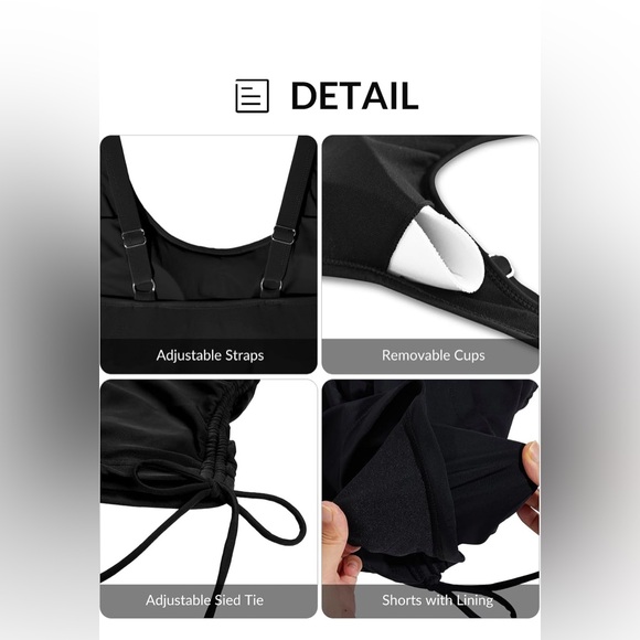 Yonique Blouson Tankini Swimsuits for Women 2 Piece with Boyshorts - Picture 4 of 6